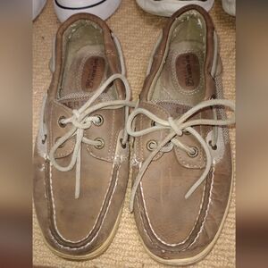 EUC SPERRY Tan Leather Top Siders Boat Shoes